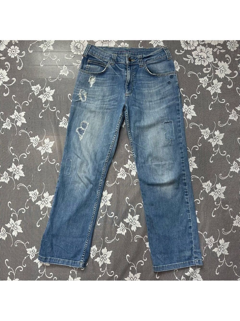 Sandro Mid Rise Straight Leg Blue Jeans
